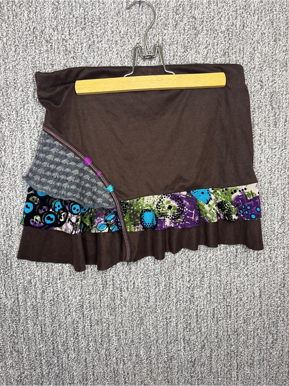 Unbranded women’s Deconstructed Patterned Ruffle Mini Skirt Y2K Soft Suede